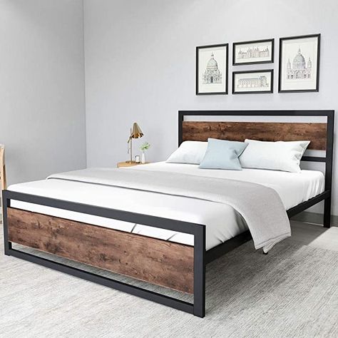 Queen Size Metal Bed Frame, Steel Bed Design, Simple Bed Designs, Cama Queen Size, Steel Bed Frame, Iron Bed Frame, Bed Frame Design, Full Size Bed Frame, Steel Bed