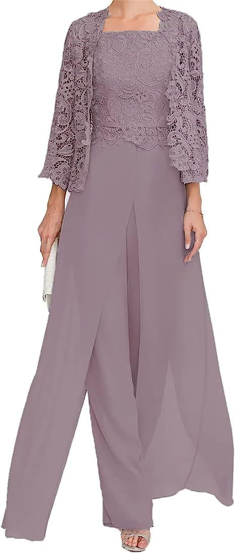 Amazon.com: Women's 3 Pieces Mother of The Bride Pant Suits for Wedding Plus Size Formal Evening Gown with Jacket Pant Sets Dusty Rose Size 12 : Clothing, Shoes & Jewelry Groom Dresses For Wedding, Pant Suits Plus Size, Mother Of The Bride Pants, Bride Pants, Gown With Jacket, Jacket Formal, Wedding Plus Size, Suits For Wedding, Classy Gowns