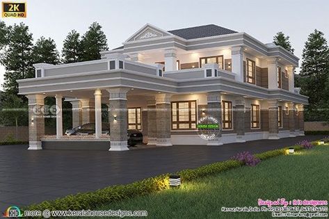 Pillar House Design, House Elivesan, Bilding Elivation, 4 Bedroom House Designs, Small House Exteriors, Colonial House Exteriors, Residence Design, Banknotes Money, Gypsum Ceiling