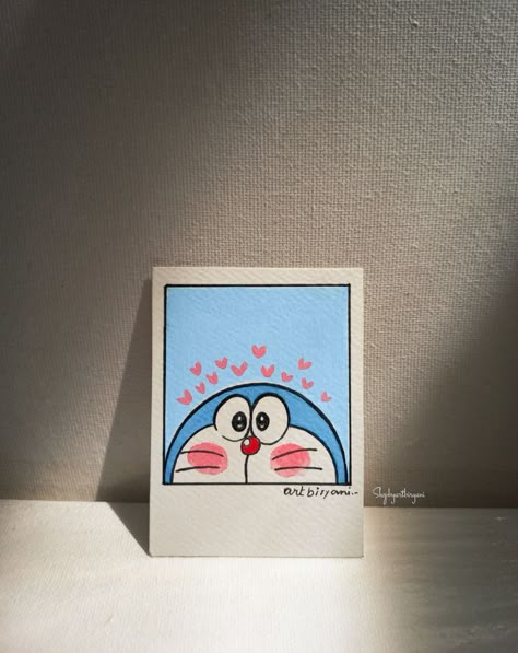 Doraemon Painting, Aesthetic Cartoon Art, Polaroid Idea, Cute Doraemon, Cute Easy Paintings, Cute Artwork, Aesthetic Cartoon, Posca Marker, Cute Easy Doodles