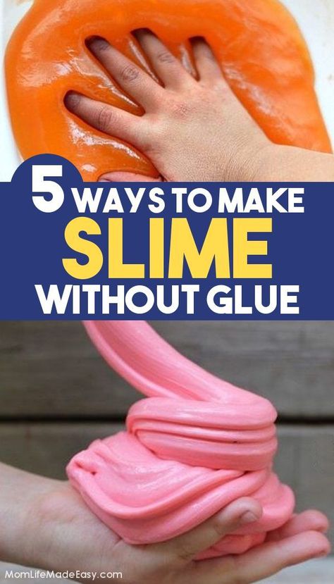 Learn how to make slime without glue and without borax for an easy all natural slime! Several are made without cornstarch as well, so you can pick the best slime recipe for your kids! A fun activity for boys and for girls indoors or outdoors! These simple recipes are easy enough for kids to help make the final product. Try one today! #ActivitiesForKids #Slime #ForKids #FunForKids #SlimeRecipes Slime Recipe Cornstarch, Making Slime Without Glue, Slime Recipes Without Glue, Slime Recipies, Slime Without Glue Recipe, Best Slime Recipe, Cornstarch Slime, Fluffy Slime Without Glue, Make Slime For Kids