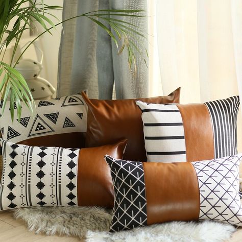 Leather Throw Pillow, Leather Throw Pillows, Summer Deco, Geometric Pillow Covers, African Decor, Decor Pillows, Leather Pillow, Geometric Pillow, Love Your Home