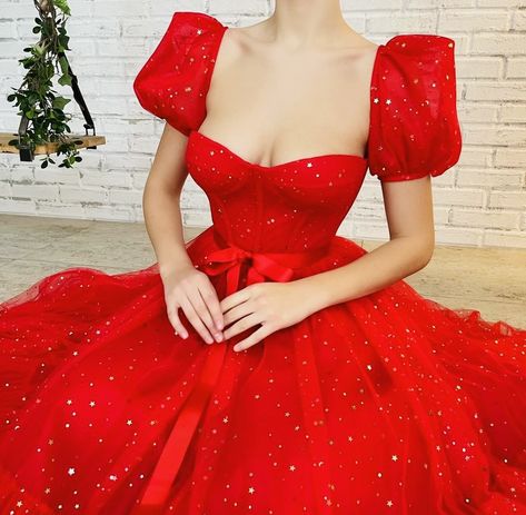 Goddess Prom Dress, Scarlet Color, Fairy Prom Dress, Tea Length Prom Dress, Midi Prom Dress, Teuta Matoshi, A Line Cocktail Dress, Red Evening Dress, Prom Dress Styles