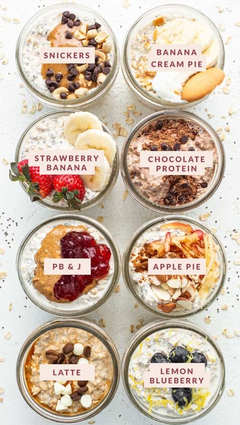 Overnight Oats + 8 flavors! - Fit Foodie Finds Prediabetic Overnight Oats, Corner Bakery Overnight Oats, Pb&j Overnight Oats Healthy, Individual Overnight Oats, Instant Overnight Oats, Keto Friendly Overnight Oats, Instant Oats Overnight, 200 Calorie Overnight Oats, Low Cal Overnight Oats Recipe