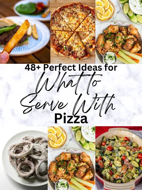 Appetizers With Pizza Party, Appetizer Recipes For Pizza Party, Food To Go With Pizza Party, Apps For Pizza Party, Pizza Party Appetizer Ideas, Pizza Meals Ideas, Food That Goes With Pizza, Appetizer To Go With Pizza, How To Serve Pizza At A Party