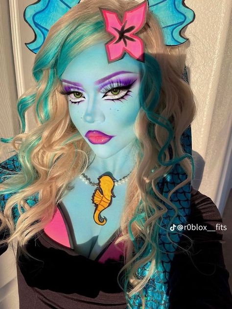 Monster High Doll Makeup, Cartoon Character Makeup, Monster High Makeup Looks, Monster High Halloween Costumes, Monster High Makeup, Monster High Halloween, Monster High Cosplay, Monster High Costume, Drag Make-up