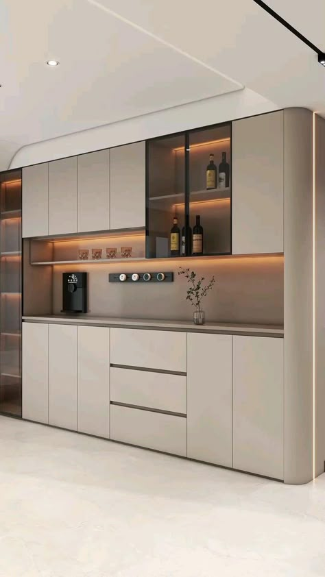 Crockery Cabinet Design, Kitchen Wardrobe Design, Kitchen Cabinetry Design, Latest Kitchen Designs, Kitchen Design Color, Kabinet Dapur, Kitchen Cupboard Designs, Modern Kitchen Cabinet Design, Modern Kitchen Interiors