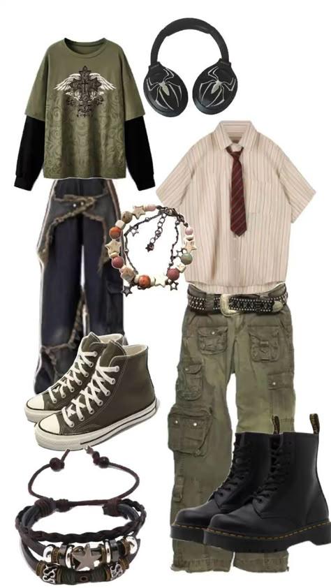 Grunge Core Outfits Men, Casual Goblincore Outfits, Grungecore Outfits Men, Goblin Grunge Outfits, Outfit Inspo Alt Masc, Folk Punk Aesthetic Outfit, Masculine Goblincore Outfits, Crowcore Outfit Men, Forest Grunge Aesthetic Outfit