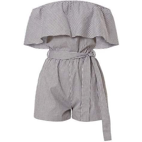 Aliyah Gingham Bardot Playsuit (715 MXN) ❤ liked on Polyvore featuring jumpsuits, rompers, white romper, playsuit romper and white rompers Jumpsuit White, Suit White, Jumpsuit Elegant, Romper Jumpsuit, Steampunk Clothing, White Romper, Jumpsuits And Romper, White Jumpsuit, Playsuit Romper