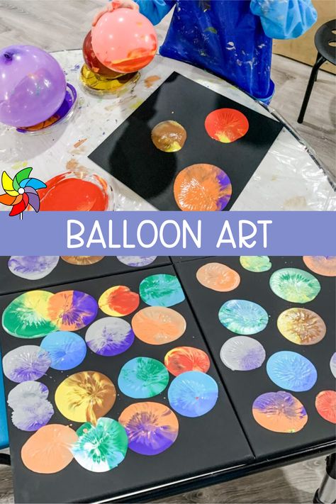 This balloon art preschool experience is so neat! Prek students have fun creating "planets" with their balloons! Learn More by Clicking Here! #prek #preschool #prekindergarten #homeschool Easel Preschool Ideas, Art Prek Ideas, Reggio Lesson Plans Preschool, Blast Off Art For Preschool, Preschool Free Art Ideas, Celebrations Preschool Activities, Color Process Art, Ballon Activity Preschool, Art Lesson Preschool