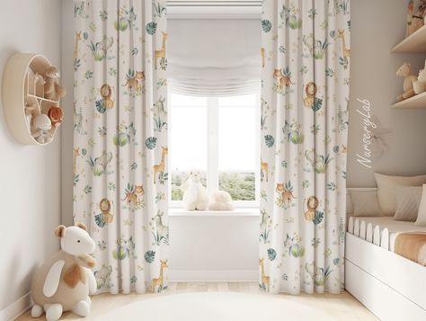 Watercolor Safari Animals Baby Boy Room Curtains Nursery Curtains Window Curtains Soft Curtains, Boys Room Curtains, Baby Curtains, Curtains Nursery, Kids Room Curtains, Nursery Curtains, Washing Machine And Dryer, Kids Curtains, Baby Boy Room