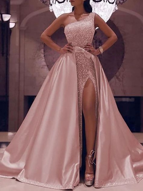 Prom Satin Evening Dress With Detachable Train, Prom Evening Dress With Detachable Train In Satin, Party Evening Dress With Detachable Train In Satin, Ball Gown Sparkle, Party Floor, Dresses Sparkle, Shine Dress, Cheap Prom Dresses Online, Prom Dresses Sparkly