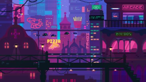 Karina Dehtyar on Twitter: "🌸#faceyourlandscape… " Pixel Circle, Pixel City, Vaporwave Wallpaper, Pixel Animation, Cute Laptop Wallpaper, Pix Art, City Background, Dark City, Computer Backgrounds