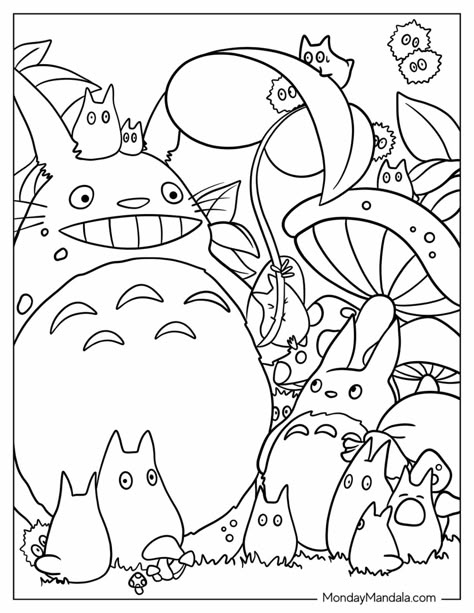 20 Totoro Coloring Pages (Free PDF Printables) Kiki's Delivery Service Coloring Page, Coloring Pages Cartoon Network, Coloring Page Studio Ghibli, Cartoon Colouring Printables, Totoro Coloring Pages Free Printable, Cute Mushroom Coloring Pages, My Neighbor Totoro Coloring Pages, Digital Colouring Pages, Pictures To Print And Color