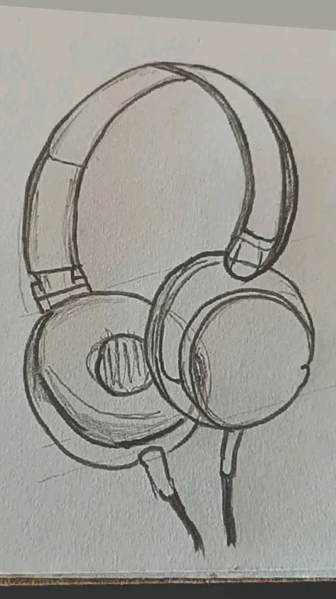 Cute Headphones Drawing, Sketches Headphones, Headphones Aesthetic Drawing, Sketch Headphones, How To Draw Headphones, Draw Headphones, Headphones Doodle, Headphone Drawing, Drawing Headphones