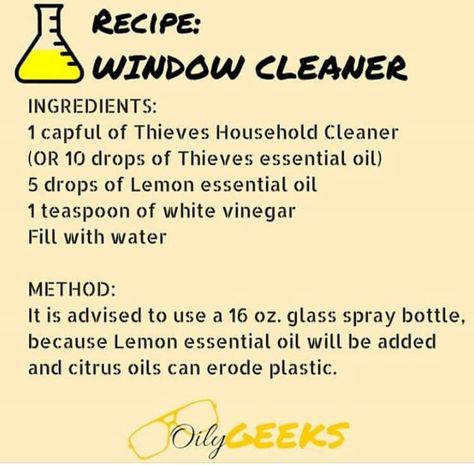 thieves window cleaner Window Cleaner Recipes, Cleaning With Essential Oils, Diy Cleaning Recipes, Young Living Thieves, Thieves Oil, Esential Oils, Young Living Recipes, Thieves Cleaner, Thieves Household Cleaner