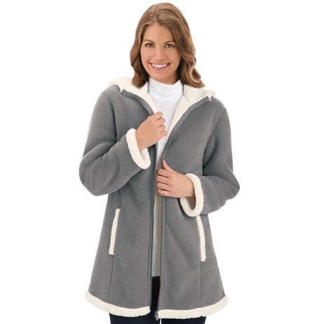 Polar Fleece Sherpa Lined Zip Up Coat | Collections Etc. Long Parka Jacket, Sherpa Lined Jacket, Cherry Chocolate, Long Parka, Collections Etc, Open Front Jacket, Target Clothes, Fleece Coat, Womens Fleece