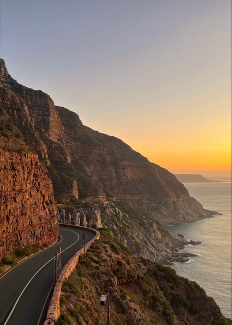 Sunset cape town South Africa Chapmans Peak South Africa, Cape Town South Africa Aesthetic, Cape Town South Africa Photography, South African Aesthetic, Sunset Insta Story, Cape Town Aesthetic, Cape Town Summer, South Africa Aesthetic, Cape Town Sunset