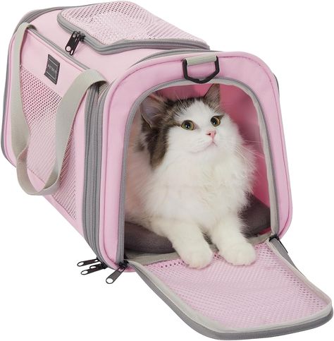 Cat Travel Carrier for Small and Medium Cats Under 15 Lbs, Soft Sided Kitten Carrier with Cozy Extendable Mat, Cat Carrier Bag, Pink Pink Dog Carrier, Cute Cat Carrier, Dog Travel Carrier, Cat Travel Carrier, Small Dog Carrier, Cat Carrier Bag, Cat Essentials, Pet Items, Travel Carrier