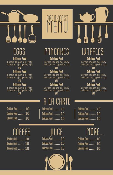 Vintage customizable menu template design. Restaurant Theme Ideas, Free Printable Menu Template, Coffee Menu Design, Free Printable Menu, Menu Board Design, Wood Menu, Menu Design Inspiration, Cafe Menu Design, Menu Card Design