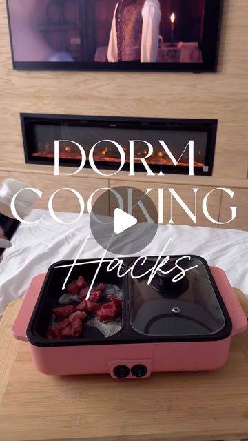 Sarah Lindner on Instagram: "Dorm Chef👩🏻‍🍳🍝To shop: comment “Dorm Hacks” for an automatic dm with the link or link on my stories & link in bio!   💡4 ways to become a dorm room top chef! My favorite is the portable, double-sided grill that you can cook with from bed! Great for, dorm rooms, or even work, travel, apartments or camping!    #amazonfinds #amazondeals #travel #travel #dormroom #dorm #backtoschool #college #hibachi #easyrecipes #apartment #renterfriendly #apartment #asmr #cookingasmr #camp #camping #dormlife #dormdecor" Dorm Dish Storage, College Dorm Cooking, College Dorm Meals, Dorm Cooking Appliances, Dorm Food Ideas, Dorm Kitchen Ideas, Dorm Room Meals, Dorm Room Snacks, Dorm Room Recipes