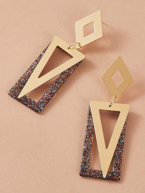 Geometric Jewelry Earrings, Cercei Din Lut Polimeric, Glitter Jewelry, Glamorous Fashion, Outfits 90s, Kay Jewelry, Multicolor Earrings, Fancy Earrings, Jewelry Design Earrings