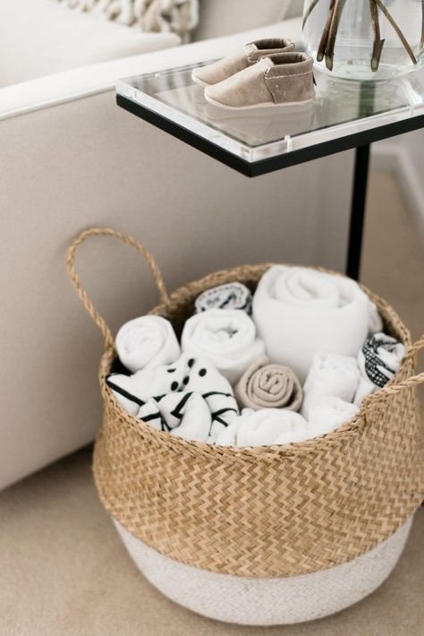 Belly Basket, Scandinavian Nursery, Nursery Organization, Nursery Inspo, Swaddle Blankets, Nursery Baby Room, Baby Room Ideas, Baby Rooms, Project Nursery