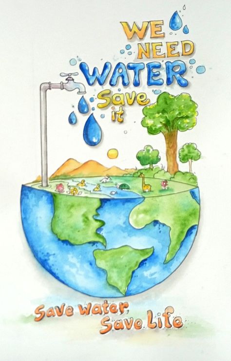 Water Conservation Poster Ideas For Competition, Poster On Save Water, Water Conservation Poster, Save Environment Posters, Water Conservation Projects, تلوث المياه, Save Water Drawing, Save Earth Posters, Save Water Poster Drawing