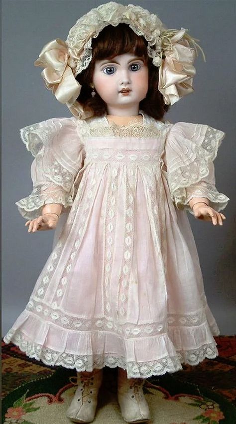 Pink Doll Dress, Pink Antique, Vintage Pink Dress, Pink Cotton Dress, Antique Porcelain Dolls, Antique Doll Dress, Paper Doll Dress, Heirloom Dresses, Victorian Dolls