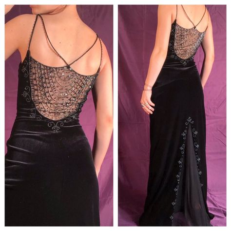 Look what I just found on Depop 🙌 https://depop.app.link/Ktg7jilSWbb Prom Dress Sequin, Prom Dress Beaded, Concert Black, Epic Clothes, 90s Prom Dress, Black Velvet Gown, 90s Velvet, Y2k Prom, Prom Dress Inspo