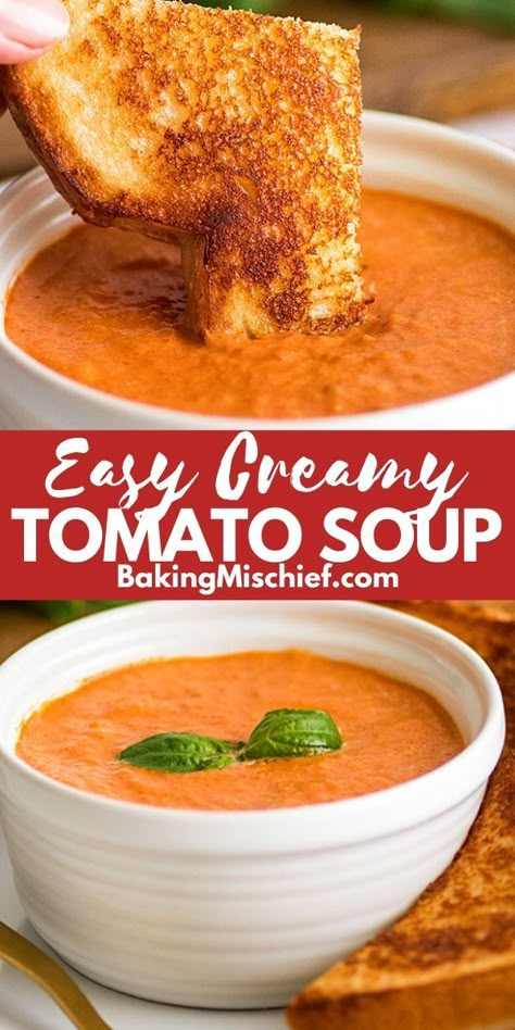 Tomato Soup With Tomato Puree, Pureed Tomato Recipes, Tomato Soup And, Healthy Creamy Tomato Soup, Tomato Soup With Tomato Sauce, Tomato Soup For Two, Easy Creamy Tomato Soup, Crockpot Tomato Soup, Easy Homemade Tomato Soup