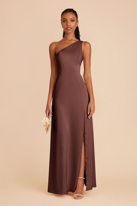 Kira Matte Satin Dress - Chocolate Brown Brown Homecoming Dresses, Mocha Bridesmaid Dresses, Chocolate Brown Bridesmaid Dress, Chocolate Bridesmaid Dresses, Brown Dresses Formal, Wedding Brown, White Dresses For Sale, Mocha Dress, Brown Bridesmaid Dresses