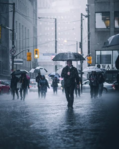 People Walking In The Rain, Rain Street, Street Photography People, Relaxing Rain, Rain Sound, City Streets Photography, Rainy Street, Rainy City, Walking People