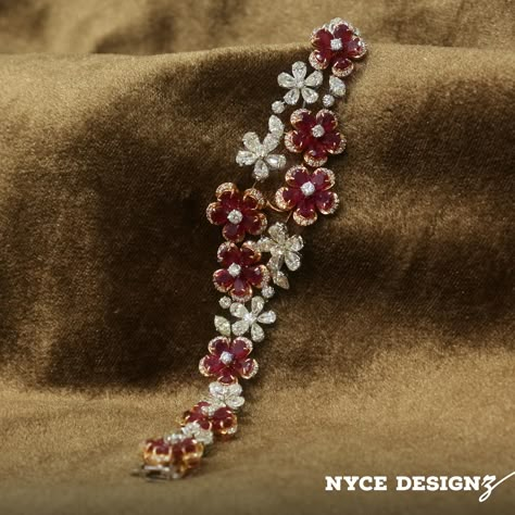 A Symphony of White and Red Diamonds in a Stunning Bracelet💎✨ Call/WhatsApp Us On +919911411512 To Get the Best Deals On Diamond Jewellery💎💎💎 Tag Family And Friends Who Would Love To Have This Stunning Bracelet Set💎 Express your valuable love towards us and continue following us for the latest news! #NyceDesignz #wristjewelry #diamondbracelet #diamond💎 Red Diamond Bracelet, Latest Diamond Bracelet Designs, Latest Bridal Jewellery Designs, Red Diamonds, Ruby Bangles, 2024 Jewelry, Bridal Diamond Necklace, Indian Wedding Jewelry Sets, Gold Jewelry Outfits