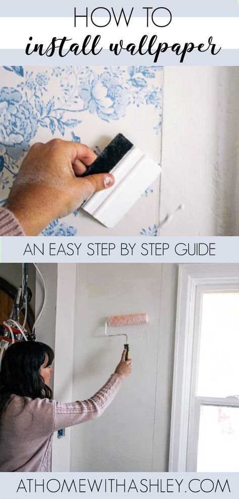 How To Apply Wallpaper, Install Wallpaper, Ashley Home, How To Hang Wallpaper, How To Install Wallpaper, Diy Wallpaper, Bathroom Wallpaper, Vinyl Wallpaper, Wallpaper Paste