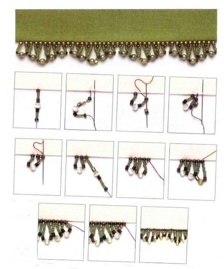 Bead Sewing, Couture Sewing Techniques, Stitching Techniques, Bead Embroidery Patterns, Tatting Lace, Beaded Earrings Patterns, Beadwork Patterns, Fabric Projects, Crochet Edging