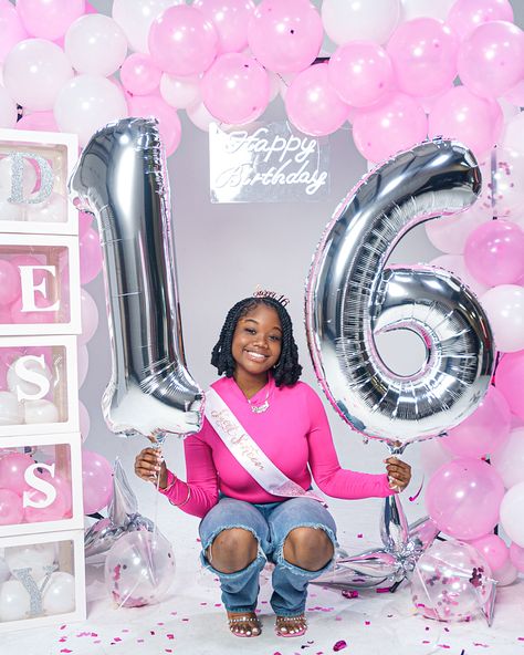 Pink sweet 16!! Diy Sweet 16 Photoshoot, Birthday Photoshoot Ideas 13 Yrs, Sweet 16 Photoshoot Pink, Sweet 16 Birthday Shoot, 13th Photo Shoot Ideas, Teen Photoshooting Ideas Birthday, Pink Birthday Dress Sweet 16, 16 Shades Of Pink Party Ideas Sweet 16, Pink Sweet 16 Photoshoot