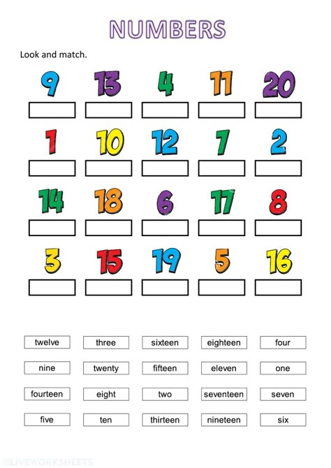 Esl Worksheets For Beginners, Number Words Worksheets, English Activities For Kids, English For Beginners, Math Number Sense, English Worksheets For Kids, Numbers For Kids, Kids English, Kids Math Worksheets