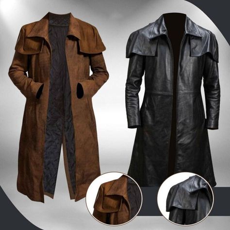 Duster Coat Outfit, Coat Outfit Men, Long Coat For Men, Leather Trench Coat Mens, Western Duster, Leather Duster, Long Coat Men, Black Overcoat, Brown Trench Coat