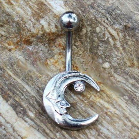 316L Stainless Steel Moon and Star Navel Ring | Fashion Hut Jewelry Pretty Belly Button Rings, Silver Belly Button Rings, Moon Belly Button Piercing, Cool Belly Button Piercings, Bellybuttonpiercing Jewelry, Y2k Belly Button Piercing, Naval Piercings, Cute Belly Button Piercing, Moon And Star Design