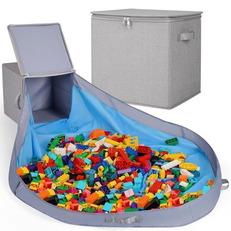 SAM AND MABEL Toy Storage Basket and Play Mat - 13"x13"x13" Stackable and Foldable Cube Toy Organizers and Storage Bins for B Best Toy Storage, Toy Storage Ideas, Toy Chests, Toy Storage Organizer, Cube Toy, Toy Storage Baskets, Toy Storage Organization, Hidden Compartments, Storage Cube