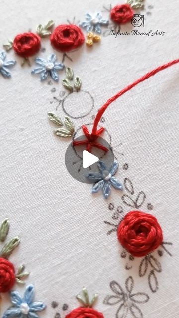 Letter J Embroidery Pattern, Hand Embroidery Flower Letter, Rose Thread Embroidery, Rose Stitch Embroidery Tutorial, Hand Embroidery Roses Tutorials, Embroidered Roses Tutorial, Easy Embroidered Flowers, J Letter Embroidery, J Embroidery Letter