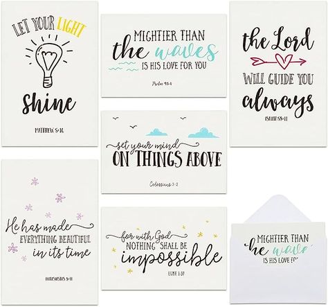 Amazon.com : Best Paper Greetings 48 Pack Christian Greeting Cards with Envelopes, Inspirational Note Cards with Scripture Bible Verses for Encouragement, Motivation, Confirmation Cards Bulk (4x6 In) : Office Products Scripture Greeting Cards, Bible Verses For Encouragement, Verses For Encouragement, Christian Greeting Cards, Confirmation Cards, Bible Verse Quotes, Scripture Bible, Encouraging Verses, Inspiring Scripture