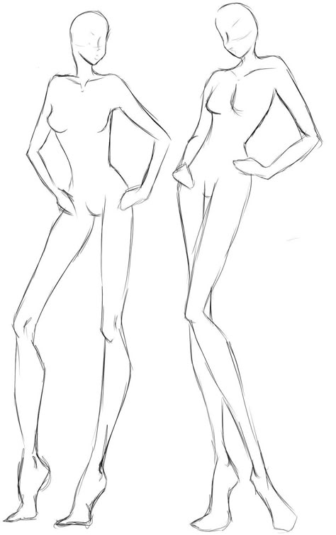 Model Sketches for Fashion Design Templates Ako Kresliť, Fashion Illustration Template, Fashion Sketch Template, Fashion Model Drawing, Croquis Fashion, Fashion Figure Templates, Fashion Illustration Poses, Fashion Model Sketch, Illustration Tutorial