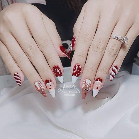 Nail Noel Christmas, Noel Nails, Santa Claus Nails, Rudolph Nails, Nails Reindeer, Nails Noel, Noel Nail, Nails Snow, Reindeer Nails