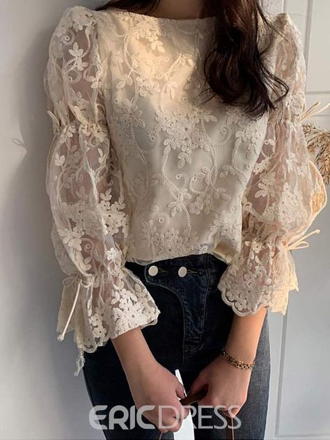 Lace Dress Shirts, Cheap Lace Blouse For Fall, Womens Pretty Blouses, Blouses For Wedding For Women, Lace Tops For Women Classy Plus Size, Affordable Cream Lace Top For Women, Dressey Blouses, Romantic Shirts For Women, Cheap Cream Lace Top For Women