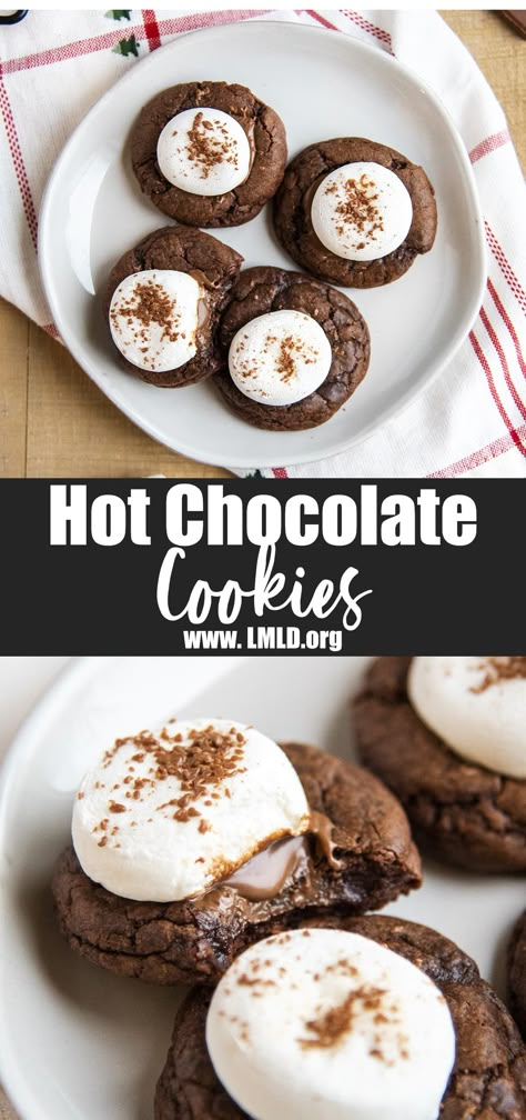 Hot Chocolate Cookie Recipes, Design Chocolate, Hot Chocolate Fudge, Drinks Healthy, Hot Cocoa Cookies, Cup Of Cocoa, Gooey Cookies, Cup Of Hot Chocolate, Chocolate Drink