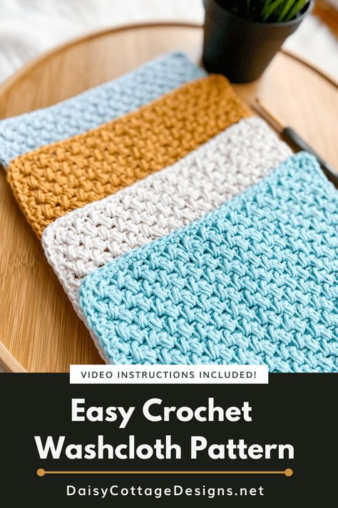 Crochet Face Washers Free Patterns, Wash Cloths Crochet Pattern, Crochet Dishcloth Tutorial Videos, Crochet A Washcloth, Crochet Dishcloths Free Patterns, Easy Crochet Washcloth, Moose Crochet, Teaching Crochet, Daisy Cottage Designs