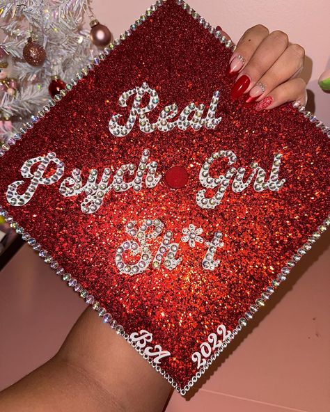 At Your Cervix Graduation Cap, Hotter By Two Degrees Graduation Cap, Hbcu Grad Cap Ideas, Cap Ideas For Psychology, Graduation Caps For Psychology Majors, Future Therapist Graduation Cap, Masters Psychology Graduation Cap, Psych Degree Graduation Cap, Red Graduation Cap Decoration