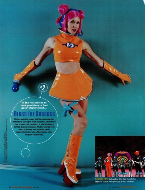 Retro Future Fashion, Retro Futurism Fashion, Sci Fi Outfits, 60s Space Age, Gaming Magazine, Space Channel 5, Sci Fi Outfit, Futurism Fashion, Space Channel